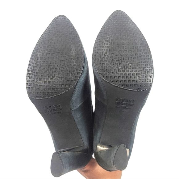Stuart Weitzman Gray Suede Gold Tone Heeled Boots - Picture 12 of 17